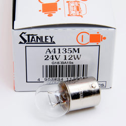 Stanley A4135M 24V 10W G18 BA15S Clear Auto Bulb, Made in Japan Quantity=1 Bulb