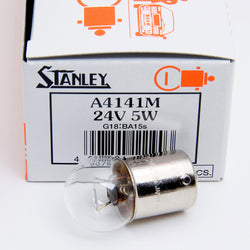 Stanley A4141M 24V 5W G18 BA15S Clear Auto Bulb, Made in Japan Quantity=1 Bulb