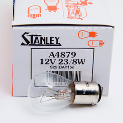 Stanley A4879 12V 23/8W S25 BAY15d Clear Auto Bulb, Quantity=1 Bulb (Plain Box)