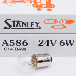 Stanley A586 24V 6W G14 BA9S Clear Auto Bulb, Made in Japan Quantity=1 Bulb