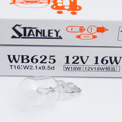 Stanley WB625 12V 16W T16 W2.1X9.5D Clear Auto Bulb, Quantity=1 Bulb (Plain Box)