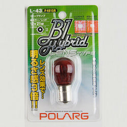 QTY= 1PC, Polarg P4815R (L-43) 12V 21W S25 (1156) Type Red Bulb / Made in Japan