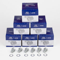 6 PIECE Genuine OEM Hyundai Kia Oil Filter with Drain Bolt & Washer, 26300-35504