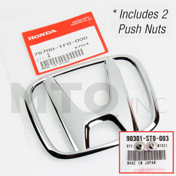 Genuine OEM Honda Civic / Fit Front Emblem (2009-11) 75700-TF0-000 with Push Nuts