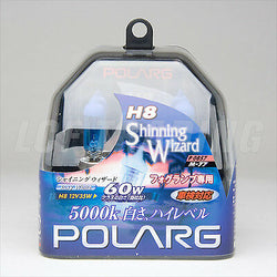 POLARG 5000K H8 HALOGEN HEADLIGHT BULB 60W HIGH OUTPUT - MADE IN JAPAN