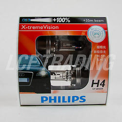 PHILIPS H4 X-TREME VISION HALOGEN HEADLIGHT BULB  12V 60/55W (2PC)