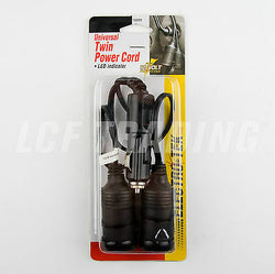 Electro-Tek Twin Power Cord with LED Indicator, 12 Volt  #18889, Socket Adapter