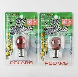 Polarg P4825R (L-47) 12V 21W S25 (1156) Type Red Bulb / Made in Japan - QTY=2