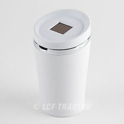 PZ-627 Wide Cup Holder Ashtray with Solar Powered Blue LED White by YAC of Japan