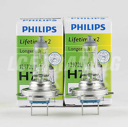 Philips LongerLife Halogen Headlight Bulbs H7 55W PX26d, X2  Made in Germany