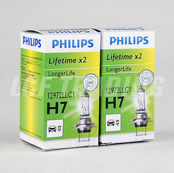 Philips LongerLife Halogen Headlight Bulbs H7 55W PX26d, X2  Made in Germany