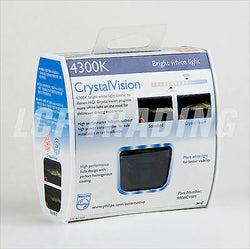 PHILIPS 4300K CRYSTAL VISION 9006/HB4 HALOGEN BULB 12V 55W (2PC) + 194 T10 Bulbs